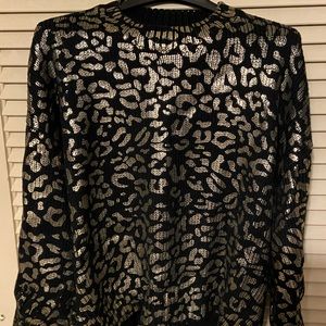 Black sweater with gold foil leopard print, M/L